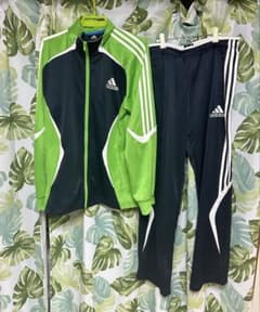 adidas ジャージ上下セット 緑/黒　美品のサムネイル