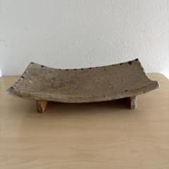 Z*ト様 森岡成好 焼締め 足付き長角皿（台皿・盛皿）横幅約33cm Z*ト様 森岡成好 焼締め 足付き長角皿（台皿・盛皿）横幅約33cm - メルカリ