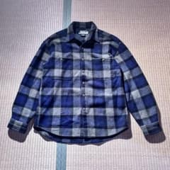 MILAGOSTA チェック ウールシャツ L 紫 ネイビー 厚手のサムネイル