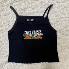 GUNS N' ROSES クロップタンクトップ 黒のサムネイル