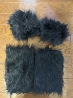 ファーカフス、ルーズソックスふわふわ　黒のサムネイル