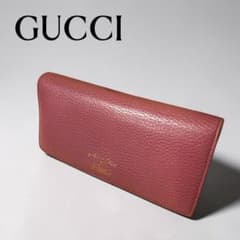 美品】GUCCI グッチ ピンク レザー 長財布 - メルカリ