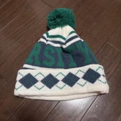 アーガイル柄 ポンポン付き ニット帽 ビーニーのサムネイル