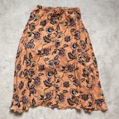 チャイハネ 花柄 ロングスカート オレンジ ウエストゴム エスニックカジュアルのサムネイル