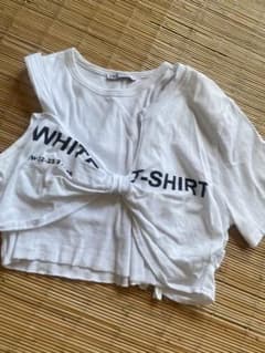 ZARA リブレイヤーテキストTシャツ