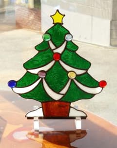 ステンドグラス☆クリスマスツリーの置物