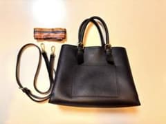 2way ハンドバッグ ショルダー スカーフ付き ブラックのサムネイル