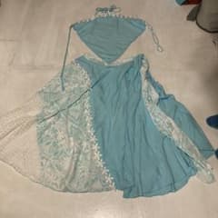 アレミティタヒチアン、フラダンス衣装 セットアップ 水色レースティアレドレスのサムネイル