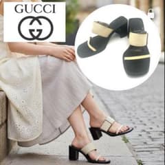 GUCCI グッチ ミュール サンダル ベージュ ベース木製 36.5C - メルカリ