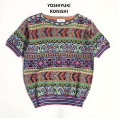 ヨシユキコニシ ficce 半袖サマーニット 総柄 マルチカラー M~L - メルカリ