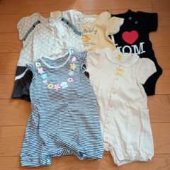 女の子用ベビーロンパース カバーオール まとめ売り5枚セット 70