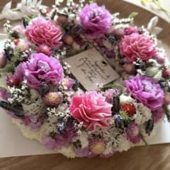 ピンクがまぶしい♡スターチスのナチュラルなリース ドライフラワー
