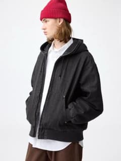 値札付き※GU デニムパデッドジップアップパーカ（メンズ兼レディース 