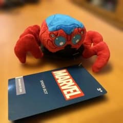 Brand new, unused, with tags attached. Shoulder-mounted Spider-Bot Spider-Man figure from Hong Kong Disneyland.