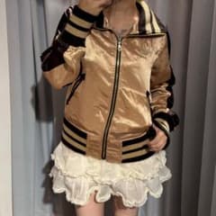 平成00s U.D.A.スカジャンラメ糸刺繍ゴールド金y2kハイネック