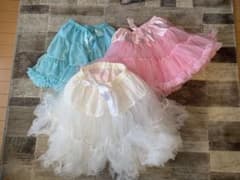 3点チュール パニエ チュチュ コスプレ ロリータ ピンク 水色 白　ハロウィンのサムネイル