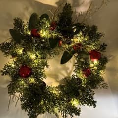 クリスマスリース LEDライト付きのサムネイル