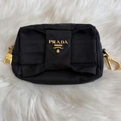 【美品】PRADA プラダ リボンポーチ マルチポーチ 化粧ポーチ ナイロン 美品】PRADA プラダ リボンポーチ マルチポーチ 化粧ポーチ ナイロン
