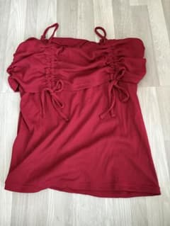 COLZA レッド オフショルダー トップス Lサイズ 赤色のサムネイル
