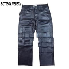 BOTTEGA VENETA イントレ チャート レザー パンツ ブラック 48 - メルカリ