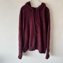 エクスプレス ニットパーカー フード付き 無地 M 紫 秋服 カジュアル