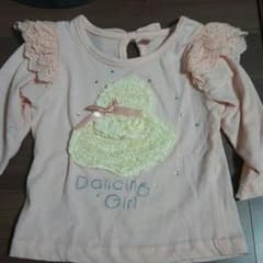 肩フリフリきらきらストーン帽子柄長袖Tシャツのサムネイル