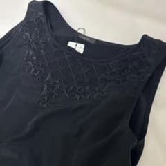 rienda 刺繍デザイン ノースリーブ ワンピース ブラックのサムネイル