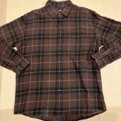 UNIQLO ユニクロ　ブラウン系チェックネルシャツ M 長袖のサムネイル