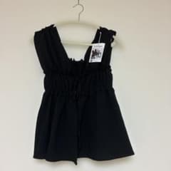 【新品タグ付き】Lutique しぼ有チェック ペプラム切替ベスト ブラック Lのサムネイル