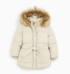 zara ザラ 110cm ダウンコート ダウンジャケット 白　アイボリーのサムネイル