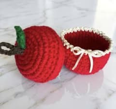 【ハンドメイド】りんごの小物入れ フタ付きミニケース - 4