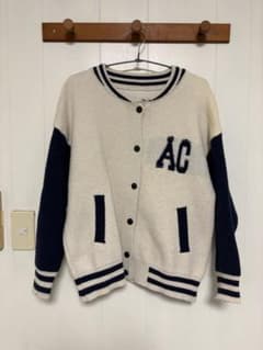 【nugu】ニットカーディガン ネイビー×ホワイトのサムネイル
