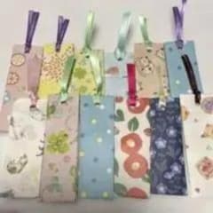 ハンドメイド しおり 12本セット リボン付きのサムネイル