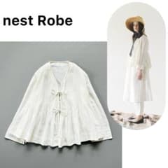 美品✽nest Robe カディコットンラバリブラウス ピンタック ネストローブ 美品✽nest Robe カディコットンラバリブラウス ピンタック ネスト