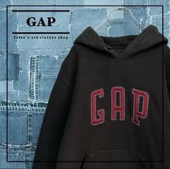 GAP【パーカー/フーディ/プルオーバー】ビッグ刺繍ロゴ 海外Mサイズ 肉厚のサムネイル