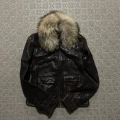 Y2K 本革 ファー レザー フライト ジャケット裏原 コア 短丈 平成