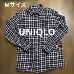 ユニクロ フランネルチェックシャツ Mサイズ 長袖 レッド ネイビー　ポケット付