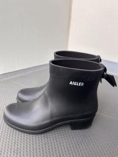 【限定デザイン】AIGLE ブラック ショートレインブーツのサムネイル