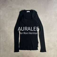 AURALEE×RonHerman 別注 ギザリブ Uネックカットソー　黒 AURALEE × Ron Herman ギザUネックリブカットソー 黒 - メルカリ