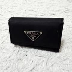■PRADA 6連キーケース ブラック 三角ロゴ 専用箱・ギャランティカード付 PRADA キーケース 6連 三角ロゴ テスート ブラック ユニセックス