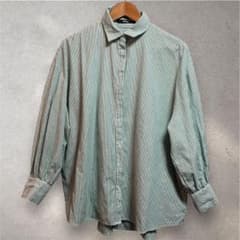 緑と白のストライプ 長袖シャツのサムネイル