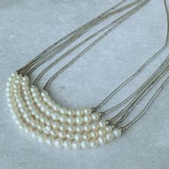 【J341】ヴィンテージ シルバー925 リキッドシルバー　５連　ネックレス