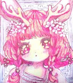 手描き イラスト 原画 アナログ 色紙 オリジナル 萌え絵 寸松庵 一点物のサムネイル