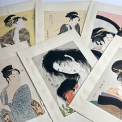 喜多川歌麿 木版画 6枚 浮世絵 當時全盛美人揃 浮気之相 娘日時計 他