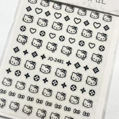 ネイルシール Hello Kitty セルフネイル 2枚セット 黒のサムネイル
