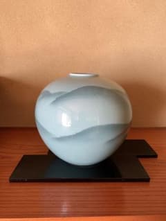 九谷焼 山上義正 花器 青磁連山 花瓶 骨董品 - メルカリ
