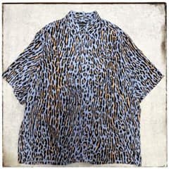 美品】25SS ワコマリア レオパード ハワイアン アロハシャツ ブルー M