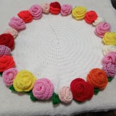 ハンドメイド 手編みニット ドイリー ローズモチーフのサムネイル