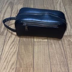 本革メンズ クラッチバッグ ブラックのサムネイル