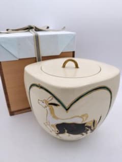 b998　水指　菱形　仁清　左馬 3代　山川巌 木箱 茶道具　古物 b998 水指 菱形 仁清 左馬 3代 山川巌 木箱 茶道具 古物 - メルカリ